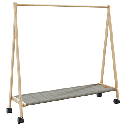 Klädställ med hyllor och hjul 106x34x106,5 cm bambu