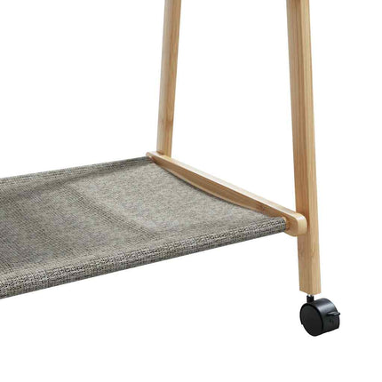 Klädställ med hyllor och hjul 106x34x106,5 cm bambu