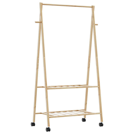 Klädställ med hyllor och hjul 96x45,5x155,5 cm bambu