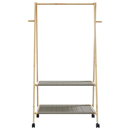 Klädställ med hyllor och hjul 96x45,5x155,5 cm bambu