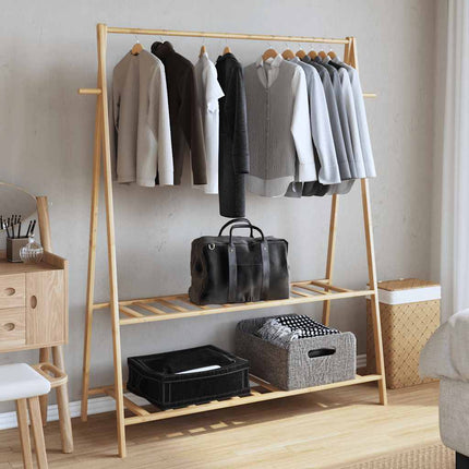 Klädställ med hyllor 132x45,5x150,5 cm bambu