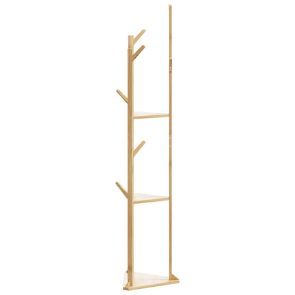 Klädhängare med krokar och hyllor 39x33x166 cm bambu