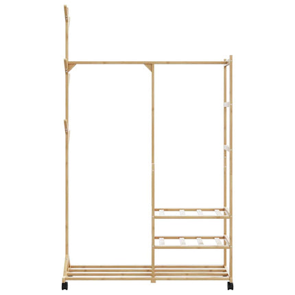 Klädställ med hyllor och hjul 100x38x175,5 cm bambu