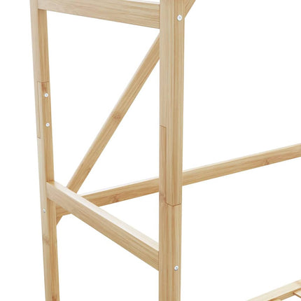 Klädställ med hyllor och hjul 90x40x179,5 cm bambu