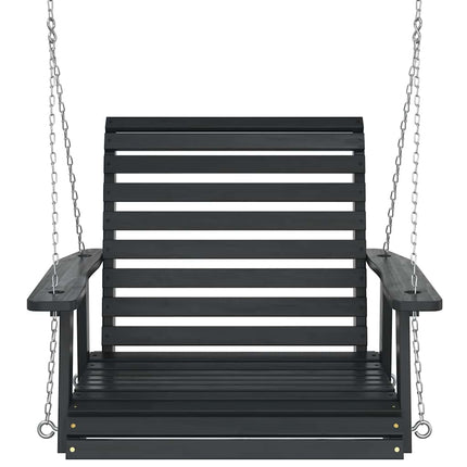 Hängstol med metallkedjor svart massivt granträ