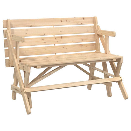 Picknickbord med bänkar massivt granträ 2-i-1