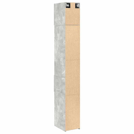 Förvaringsskåp smalt betonggrå 30x42,5x225 cm konstruerat trä
