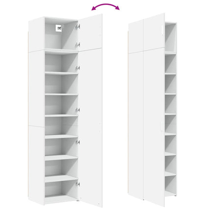 Förvaringsskåp smalt vit 50x42,5x225 cm konstruerat trä