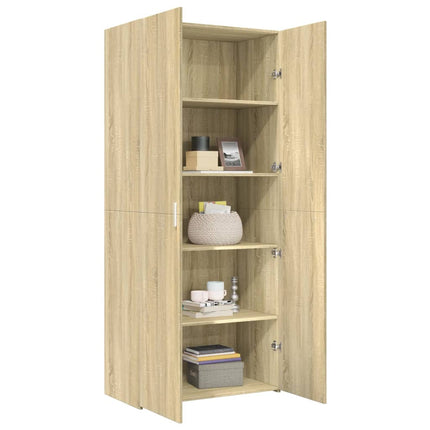 Högskåp sonoma-ek 80x42,5x185 cm konstruerat trä