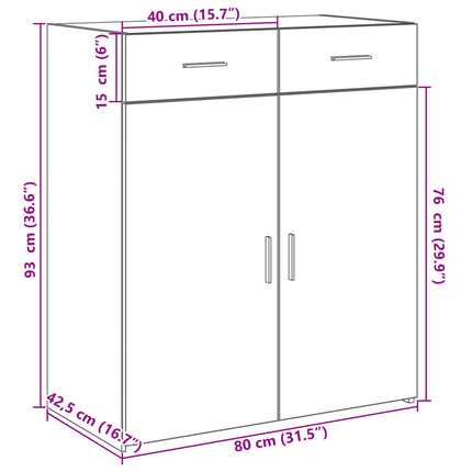 Skänk rökfärgad ek 80x42,5x93 cm konstruerat trä