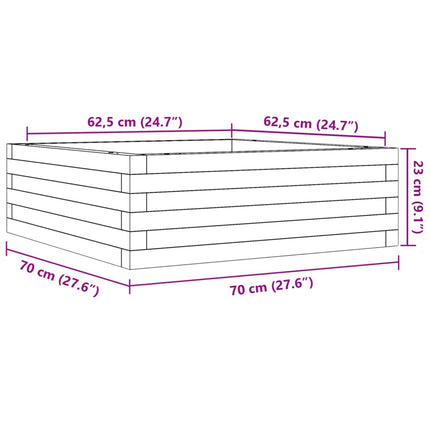 Odlingslåda 70x70x23 cm massivt douglasträ