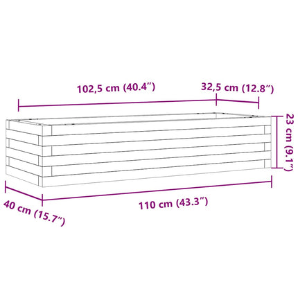 Odlingslåda vaxbrun 110x40x23 cm massiv furu