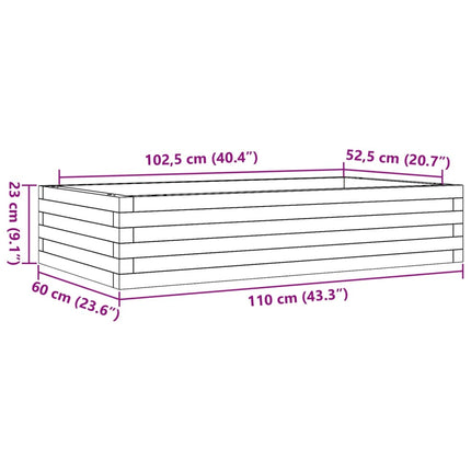 Odlingslåda vaxbrun 110x60x23 cm massiv furu