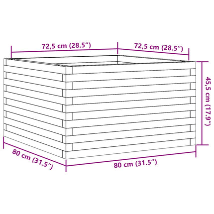 Odlingslåda vaxbrun 80x80x45,5 cm massiv furu
