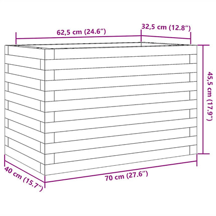 Odlingslåda vaxbrun 70x40x45,5 cm massiv furu