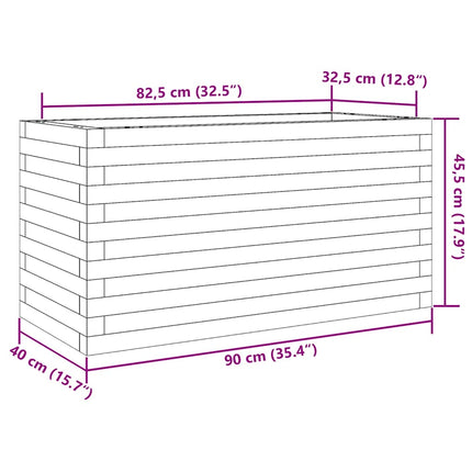 Odlingslåda vaxbrun 90x40x45,5 cm massiv furu