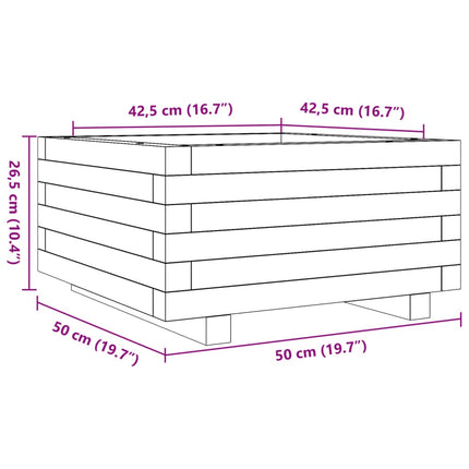Odlingslåda vit 50x50x26,5 cm massiv furu