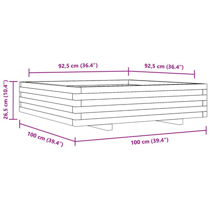 Odlingslåda 100x100x26,5 cm massivt furuträ