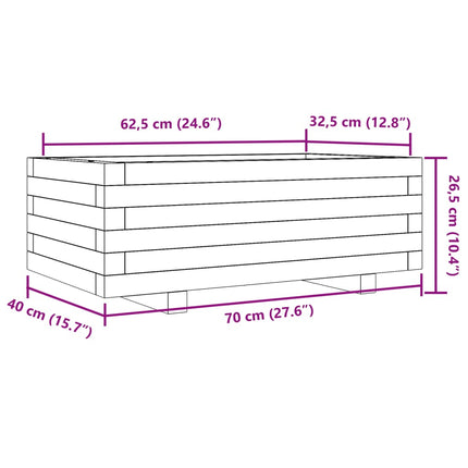 Odlingslåda vaxbrun 70x40x26,5 cm massiv furu