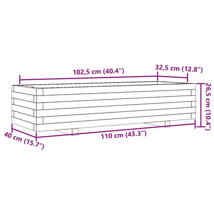 Odlingslåda vaxbrun 110x40x26,5 cm massiv furu