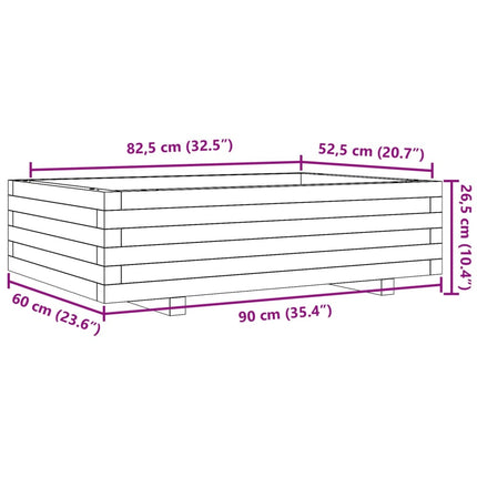 Odlingslåda vit 90x60x26,5 cm massiv furu