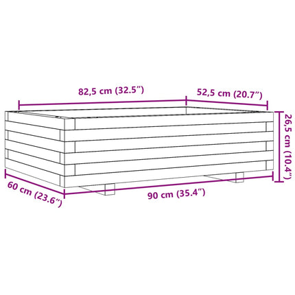 Odlingslåda vaxbrun 90x60x26,5 cm massiv furu