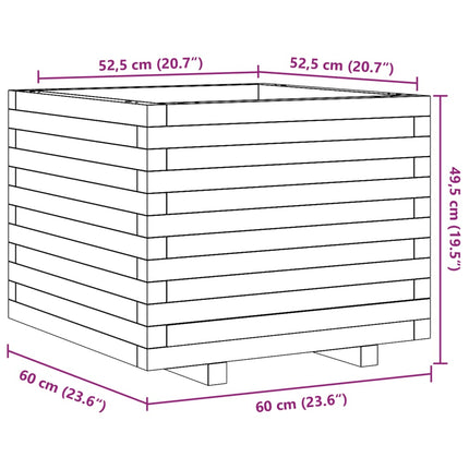 Odlingslåda vaxbrun 60x60x49,5 cm massiv furu