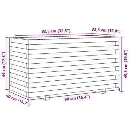 Odlingslåda 90x40x49,5 cm massivt furuträ