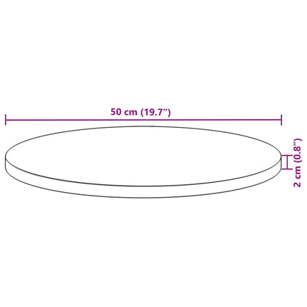 Bordsskiva rund Ø50x2 cm massivt akaciaträ