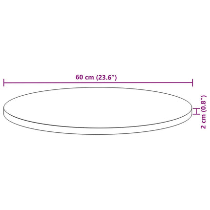 Bordsskiva rund Ø60x2 cm massivt akaciaträ