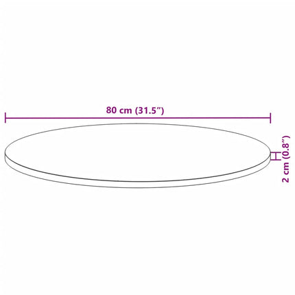 Bordsskiva rund Ø80x2 cm massivt akaciaträ