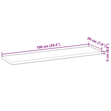 Bordsskiva rektangulär 100x20x2 cm massivt akaciaträ