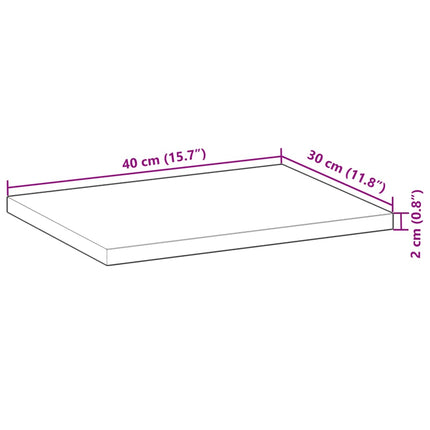 Bordsskiva rektangulär 40x30x2 cm massivt akaciaträ