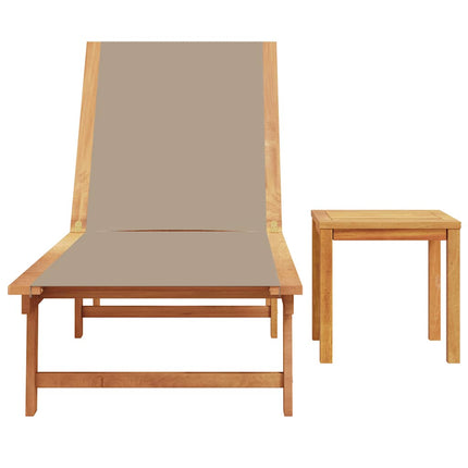 Solsäng med bord taupe massivt akaciaträ och textilene
