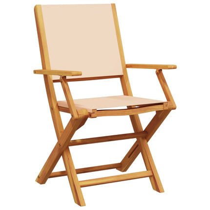 Matgrupp för trädgården 5 delar beige tyg och massivt trä