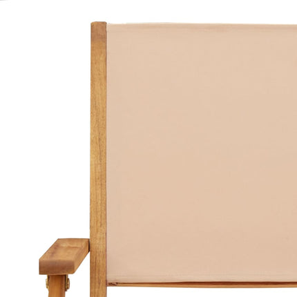 Matgrupp för trädgården 5 delar beige tyg och massivt trä