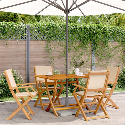 Matgrupp för trädgården 5 delar beige tyg och massivt trä