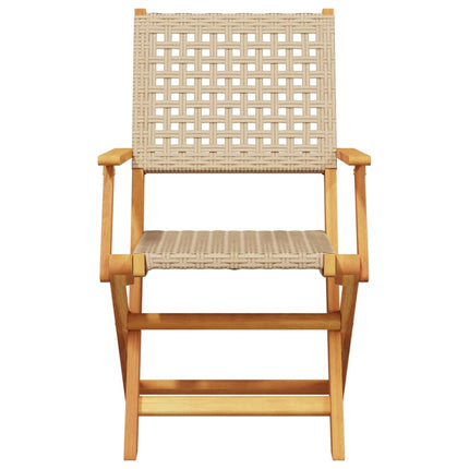 Matgrupp för trädgården 7 delar beige konstrotting/massivt trä