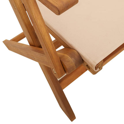Matgrupp för trädgården 7 delar beige tyg och massivt trä