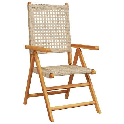 Matgrupp för trädgården 7 delar beige konstrotting/massivt trä