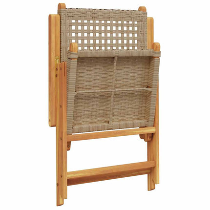 Matgrupp för trädgården 7 delar beige konstrotting/massivt trä