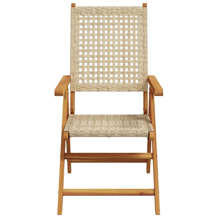 Matgrupp för trädgården 7 delar beige konstrotting/massivt trä