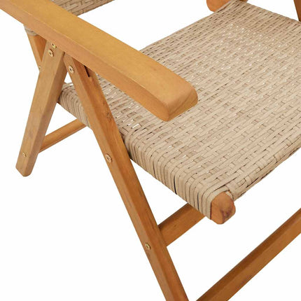 Matgrupp för trädgården 7 delar beige konstrotting/massivt trä