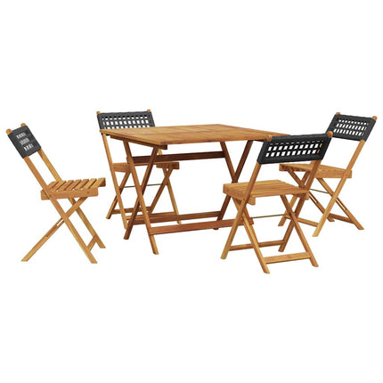 Matgrupp för trädgården 5 delar svart konstrotting/massivt trä