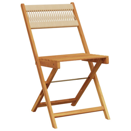Matgrupp för trädgården 5delar beige polypropen och massivt trä