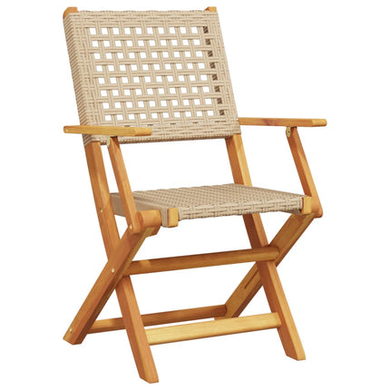 Matgrupp för trädgården 5 delar beige konstrotting/massivt trä