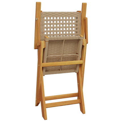 Matgrupp för trädgården 5 delar beige konstrotting/massivt trä