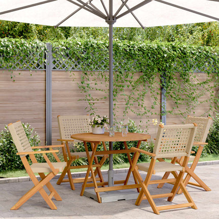 Matgrupp för trädgården 5 delar beige konstrotting/massivt trä