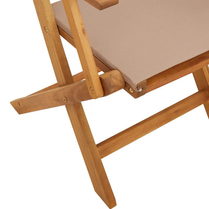 Matgrupp för trädgården 5 delar taupe tyg och massivt trä