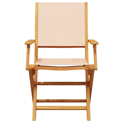 Matgrupp för trädgården 5 delar beige tyg och massivt trä